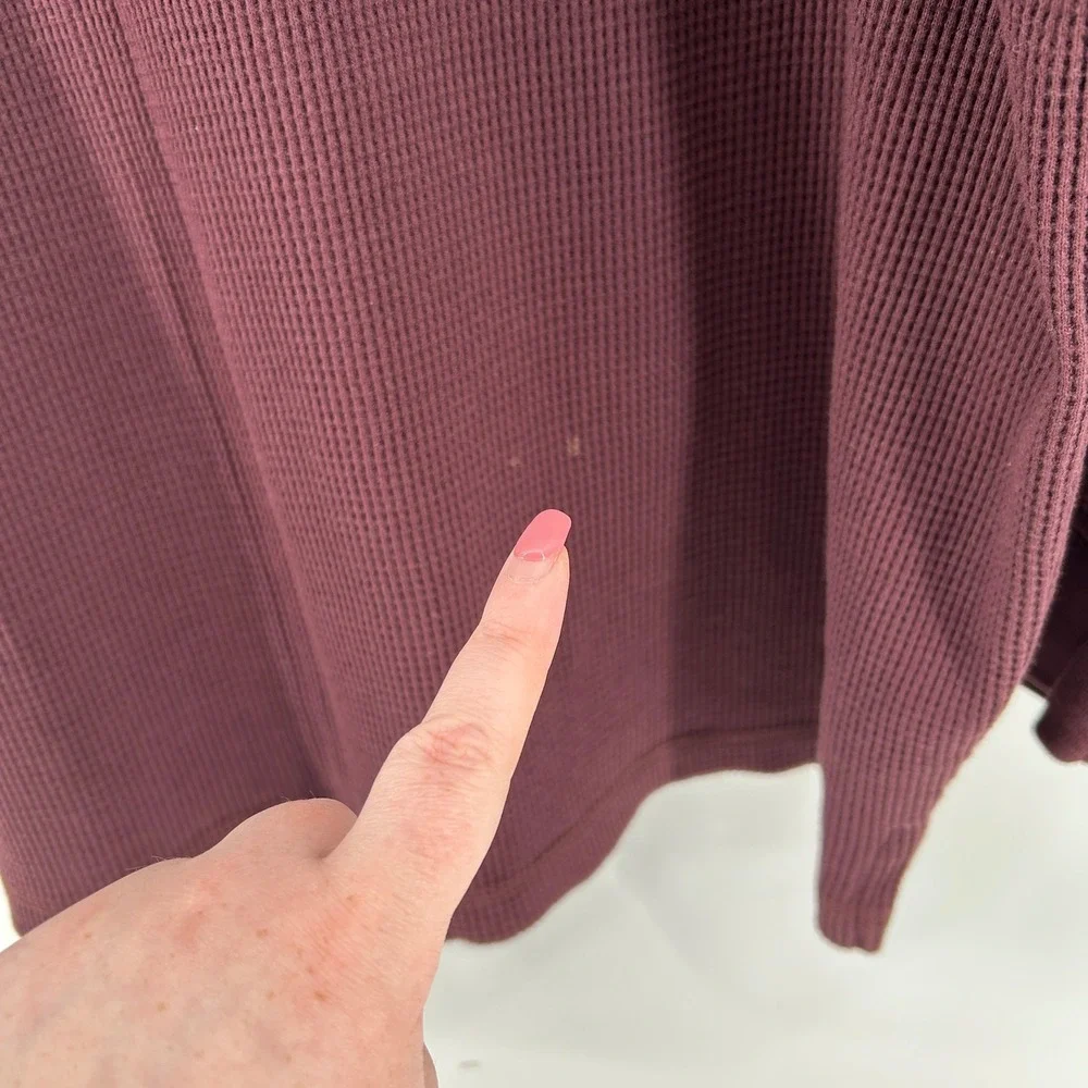 Outdoor Life Burgundy Waffle Knit Long Sleeve Henley Shirt Men XXL Casual Rustic